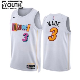 Camiseta Niños NBA Miami Heat Dwyane Wade 3 2022-23 Nike City Edition Blanco Swingman